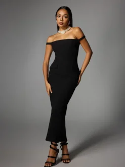 Albinia Backless Pearl Beaded Midi Dress