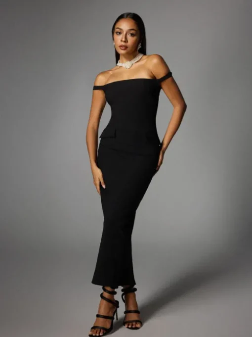 Albinia Backless Pearl Beaded Midi Dress