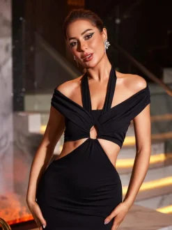 Alcantara Halterneck Cutout Maxi Dress