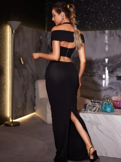 Alcantara Halterneck Cutout Maxi Dress