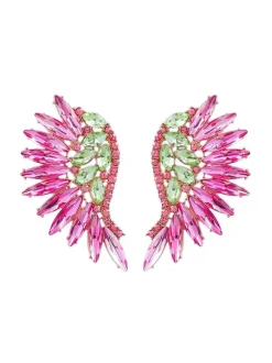 Alegria Pink Rainbow Rhinestone Earrings