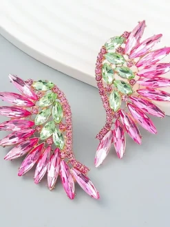 Alegria Pink Rainbow Rhinestone Earrings