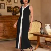 Allston V Neck Button Knitted Midi Dress In Black