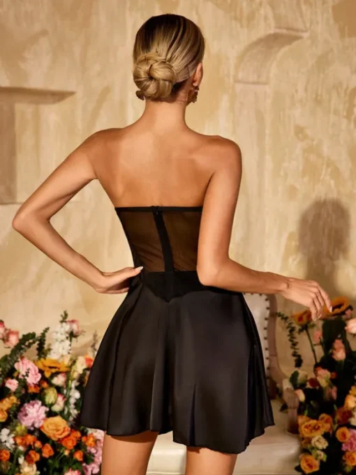 Alohi Strapless Corset Satin Mini Dress