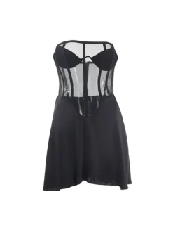 Alohi Strapless Corset Satin Mini Dress