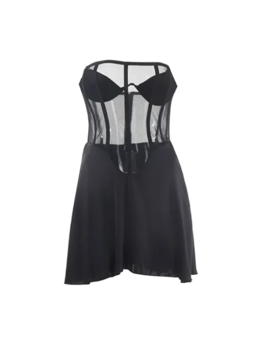 Alohi Strapless Corset Satin Mini Dress