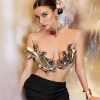 Alvaro Metallic Leafy Armor Top