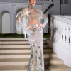 Alvin Acrylic Fringe Skirt Set