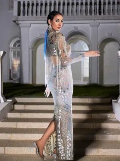 Alvin Acrylic Fringe Skirt Set