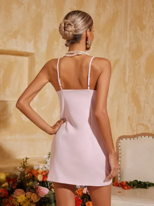 Alynthia Spaghetti Trimmed Mini Dress