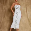 Amil Strapless Flower Rhinestone Bandage Dress