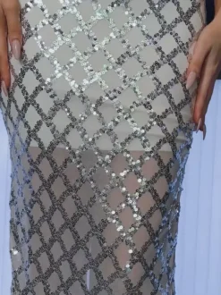 Ansley Sequin Feather Bandage Dress