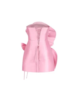 Anwen Strapless Flower Mini Dress In Pink