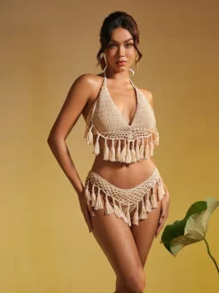 Aquila Knit Fringe Bikini Two Piece Set