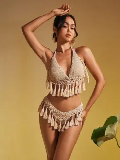 Aquila Knit Fringe Bikini Two Piece Set