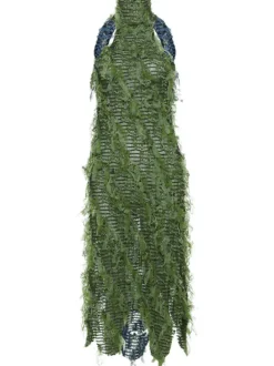 Arlo Halterneck Backless Hollow Midi Dress In Green