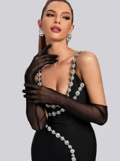 Armani Mesh Gloves In Black