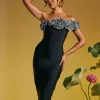 Arnau One Shoulder Flower Bandage Maxi Dress In Silver