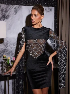 Arturo Rhinestone Velvet Dress