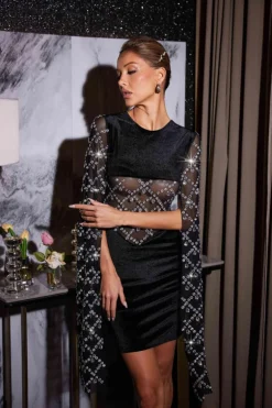 Arturo Rhinestone Velvet Dress