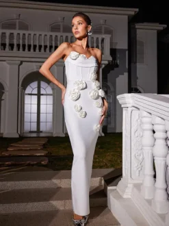 Arushi Strapless Flower Bandage Dress