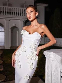 Arushi Strapless Flower Bandage Dress