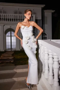 Arushi Strapless Flower Bandage Dress