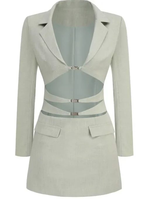 Aryndal V Neck Button Up Mini Blazer Dress