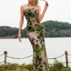 Asa Strapless Floral Sequin Maxi Dress