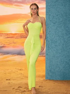 Asger Halterneck Ruched Maxi Dress