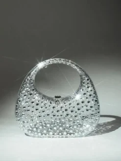 Asher Clear Embellished Bag In White
