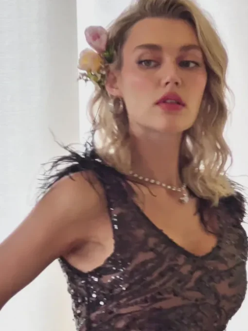 Ashwin Sequin Feather Mini Dress