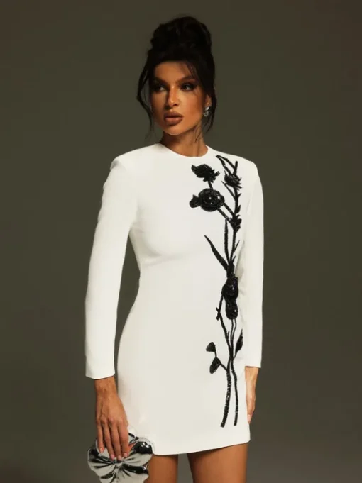 Atici Sequin Flower Mini Dress