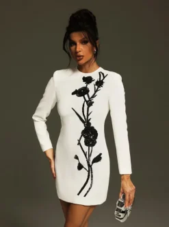 Atici Sequin Flower Mini Dress