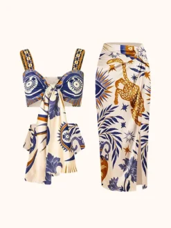 Augusta Printed Bikini Three Piece Set