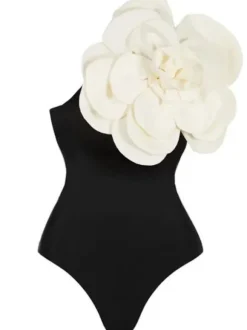 Aureliana Flower One Piece Swimsuit In Black