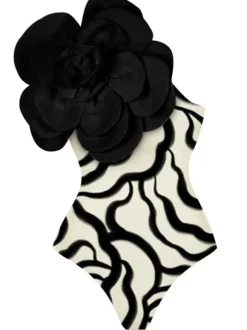 Aureliana Flower Zebra Printed One Piece Swimsuit