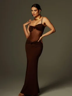 Australis Spaghetti Bow Twisted Maxi Dress
