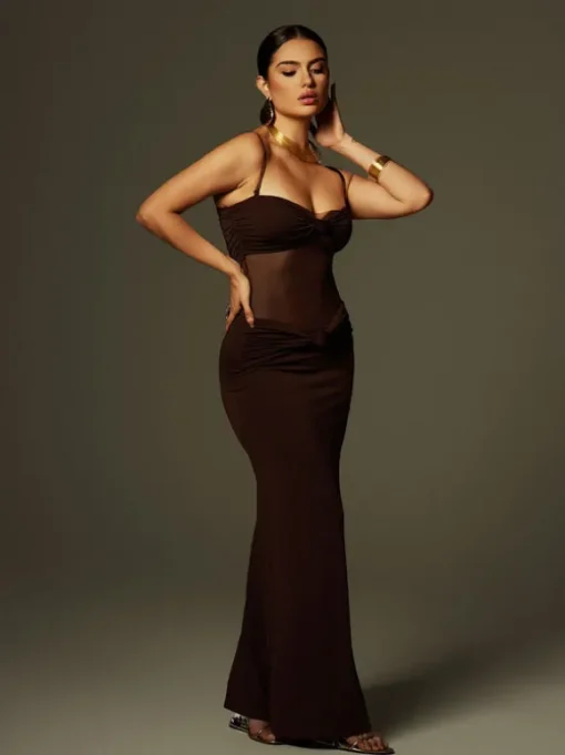 Australis Spaghetti Bow Twisted Maxi Dress