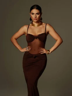 Australis Spaghetti Bow Twisted Maxi Dress
