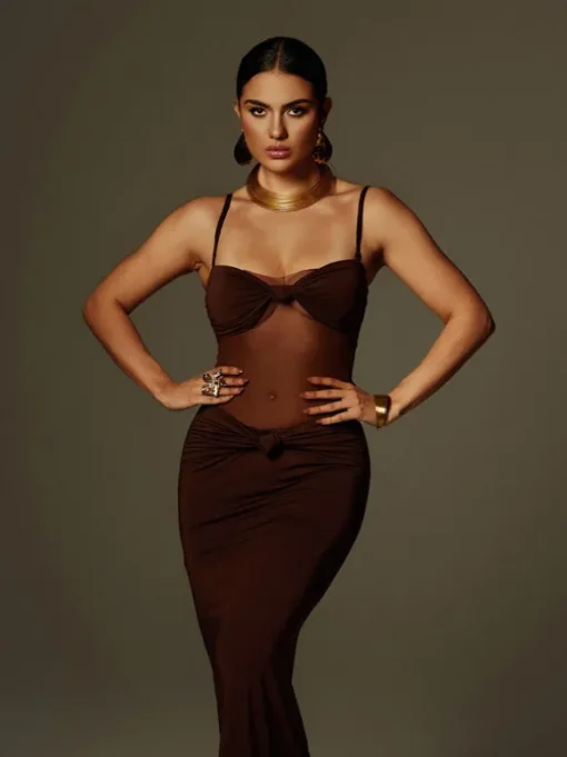 Australis Spaghetti Bow Twisted Maxi Dress