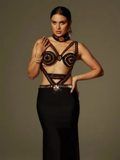 Ayden Rhinestone Bandage Maxi Dress With Choker