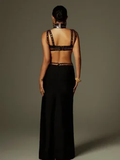 Ayden Rhinestone Bandage Maxi Dress With Choker