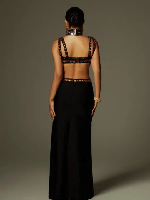Ayden Rhinestone Bandage Maxi Dress With Choker