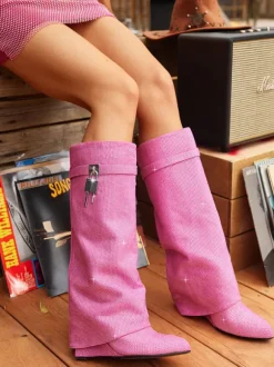Badru Lock Glitter Crystal Boots