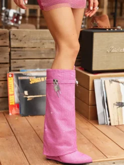 Badru Lock Glitter Crystal Boots