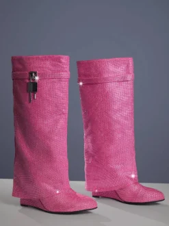 Badru Lock Glitter Crystal Boots