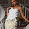 Bayard Strapless Flower Top In White