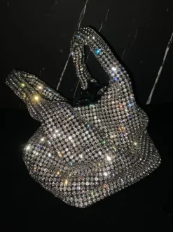 Bellatrix Crystal Bucket Bag In Silver