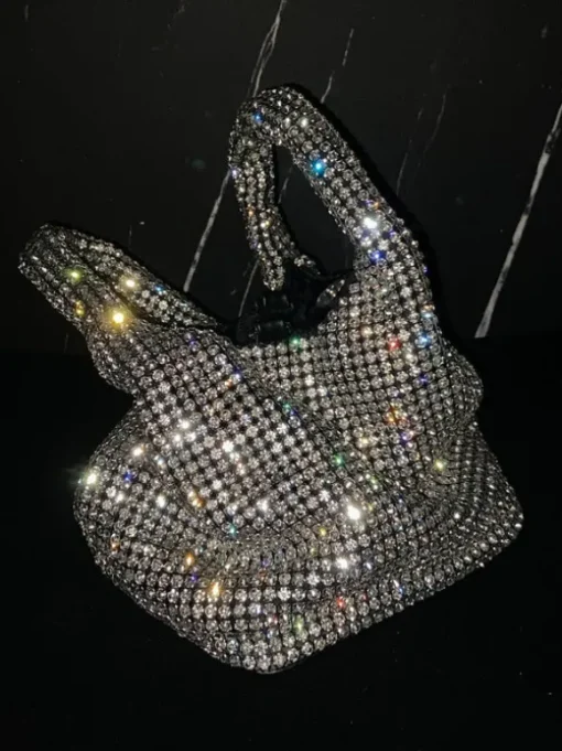 Bellatrix Crystal Bucket Bag In Silver